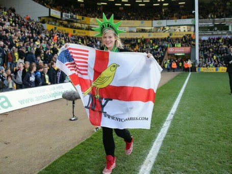 Our Katie during the parade at Carrow Road last week. 
